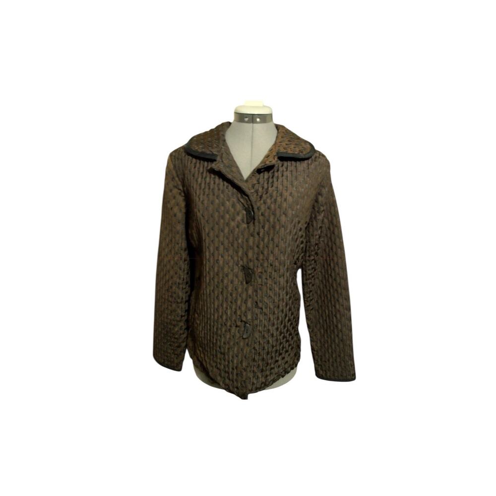 New Abstract Lagenlook Women S Brown Polka Dot Quilted Boho Spring - Picture 1 of 12